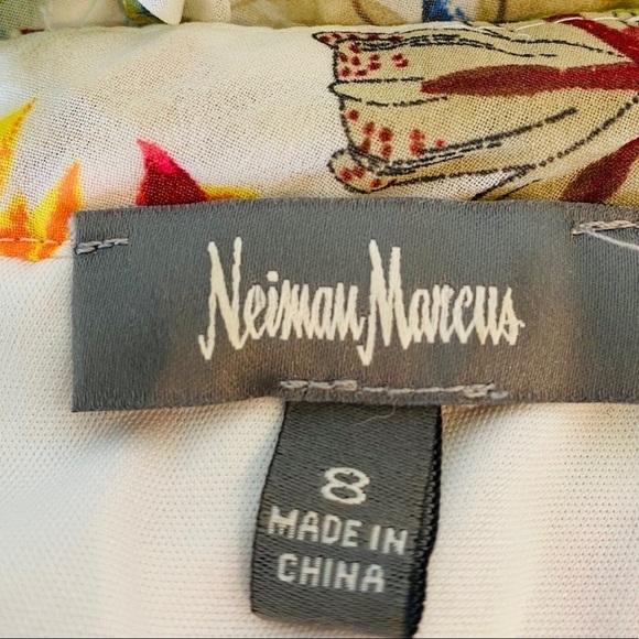Neiman Marcus Tropical Floral Pleated Dress Size 8 - Picture 5 of 8